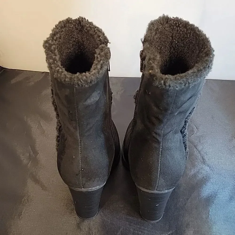 BRAND NEW SHOEDAZZLE NIKKIA ZIP CLOSURE SUEDE INSIDE FAUX FUR HIGH HEEL BOOT